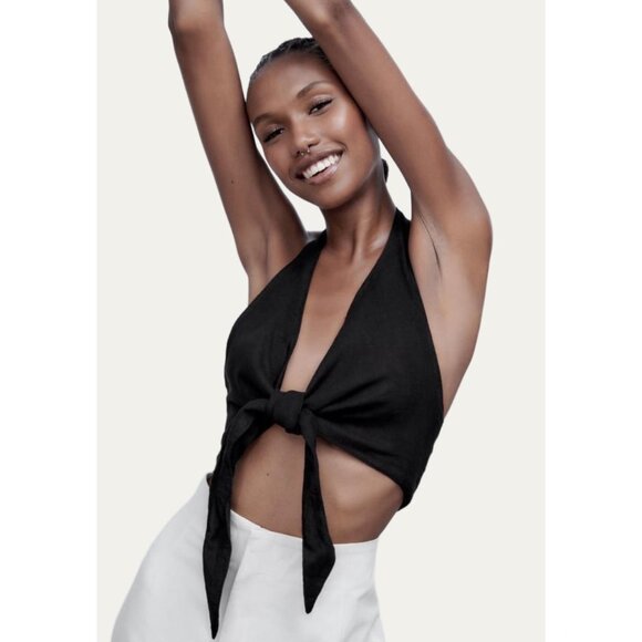 NWT Zara Linen Halter Top - Picture 1 of 11